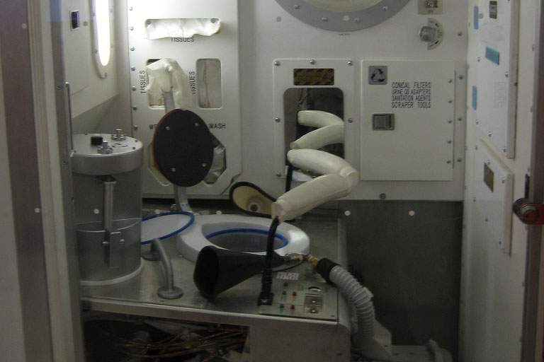 a space shuttle bathroom