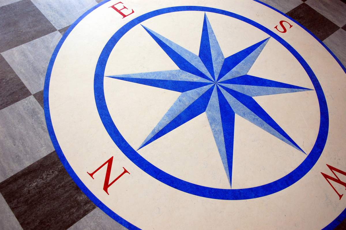 Compass inlay in floor