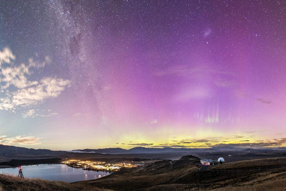 The polar lights over a small town in New Zealand