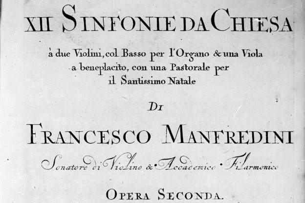 Title page of Francesco Manfredini's Sinfonie da chiesa, Op.2.