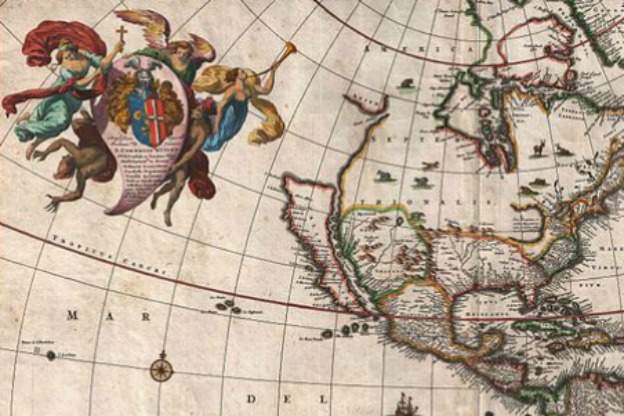 1658 map of the Americas by Nicholas Janzoon Visscher.
