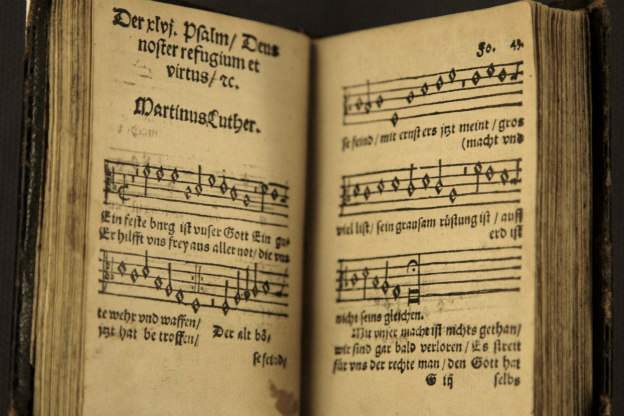 An early printing of Luther's hymn "Ein feste Burg ist unser Gott."