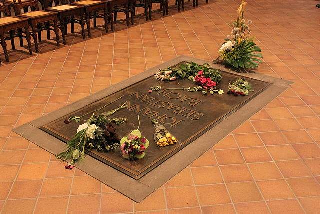 The grave of Johann Sebastian Bach, one of the most famous borrowers of all time.