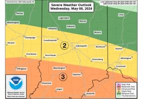 Another round of severe thunderstorms is possible today, beginning late this afternoon over southern Indiana, and potentially spreading into the rest of central Indiana this evening.