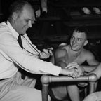 Doc with swimmers early in his career at IU.