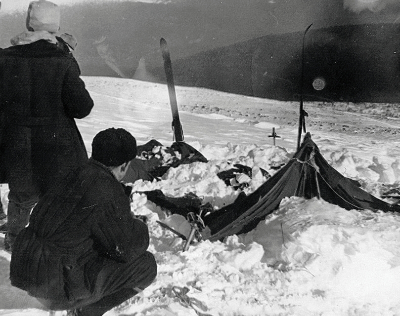 The scene of the Dyatlov Pass incident as investigators found it in 1959