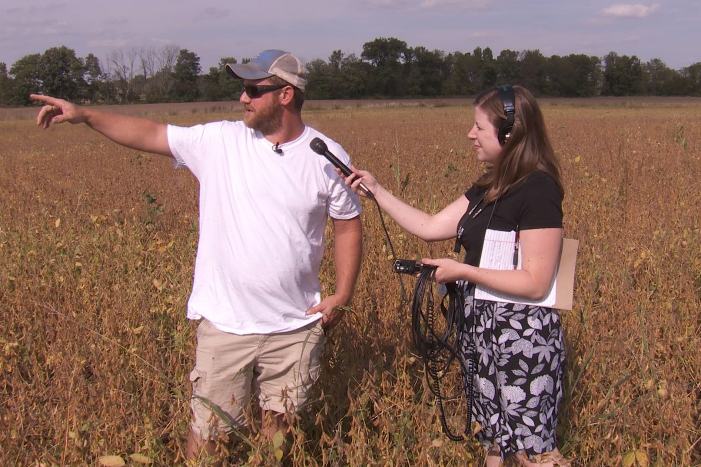 Rebecca interviewing farmer