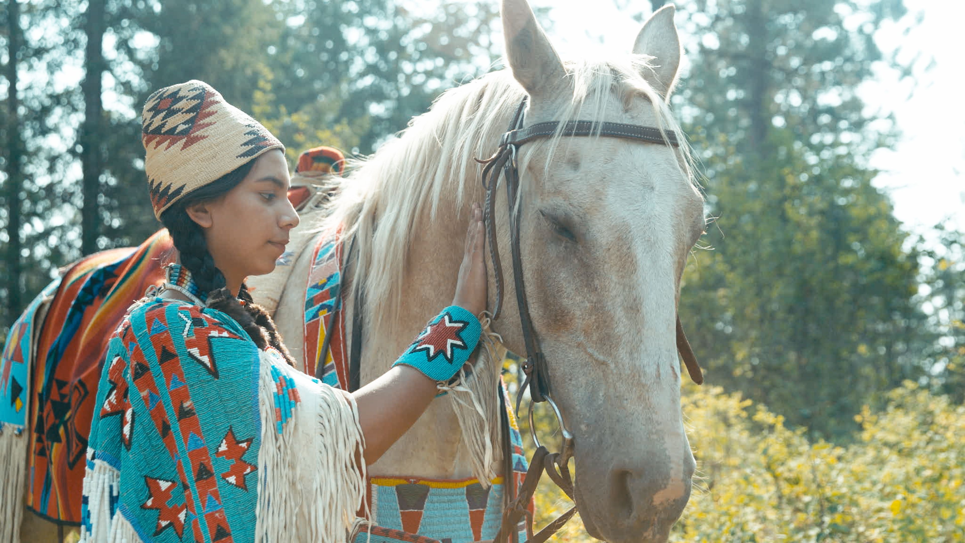Nez Perce girl with horse
