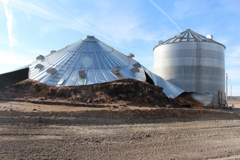 a broken silo that used to be full of corn 
