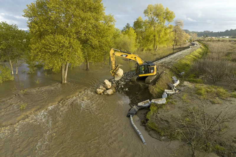 Floodwaters caused by heavy storms