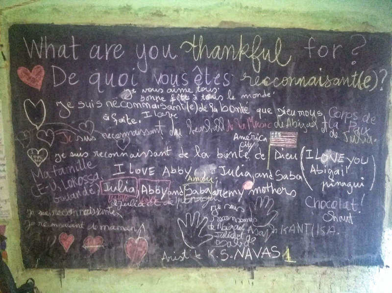 a sign asking "what are you thankful for?"