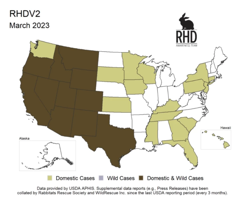 Map of RHDV cases in the United States.