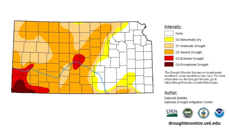 A map of Kansas drought levels 