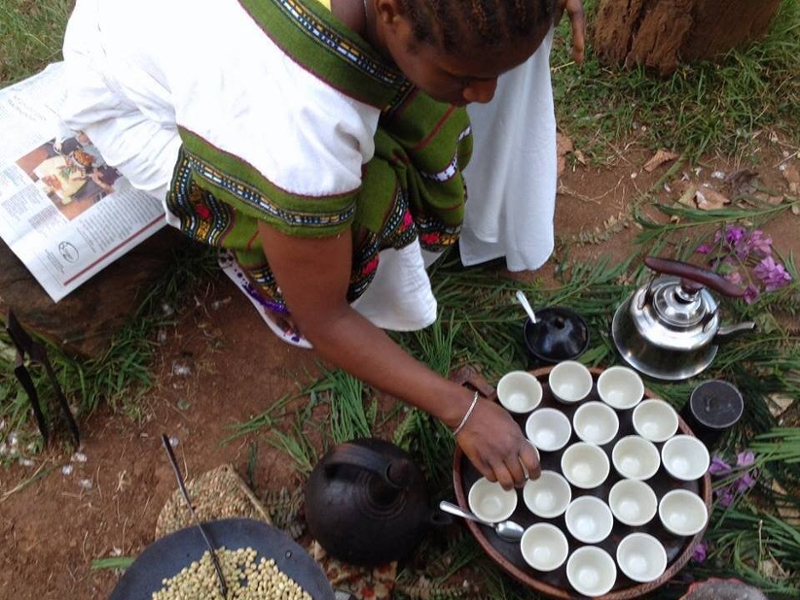 Coffee grower performing a cerimony