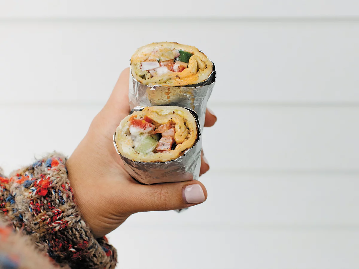 Feta and za'atar omelet roll-ups