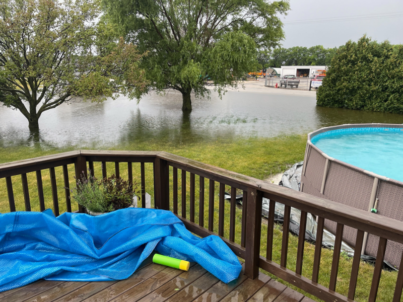 A flood backyard in Illinois