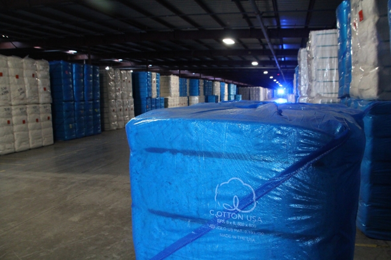 Warehouse full of cotton bales