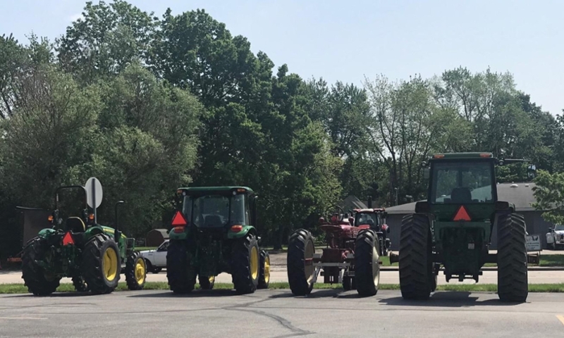 Line of tractors 