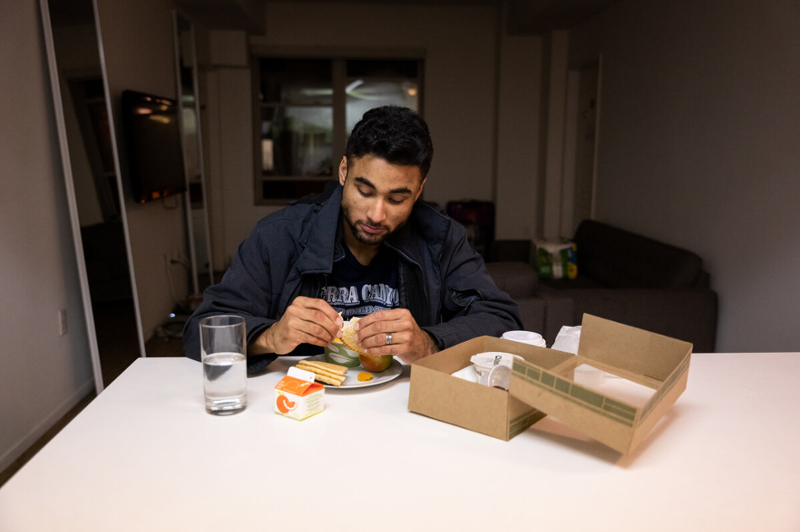 Rafique enjoying his first meal before the fast begins