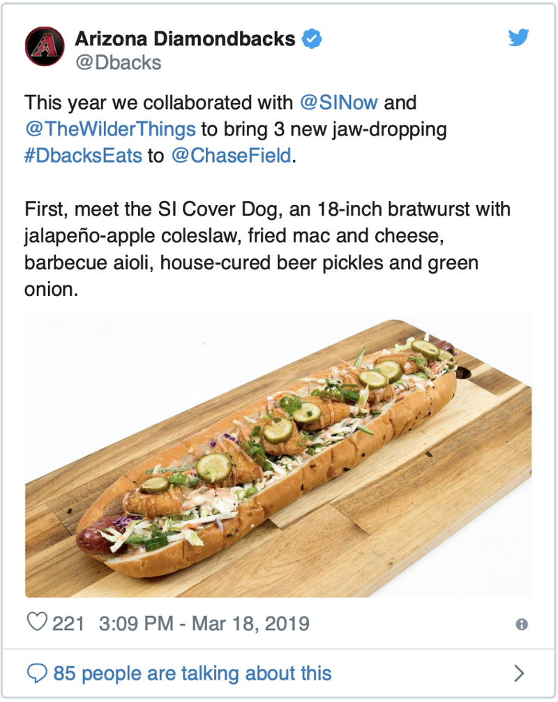 a tweet featuring an 18-inch bratwurst 