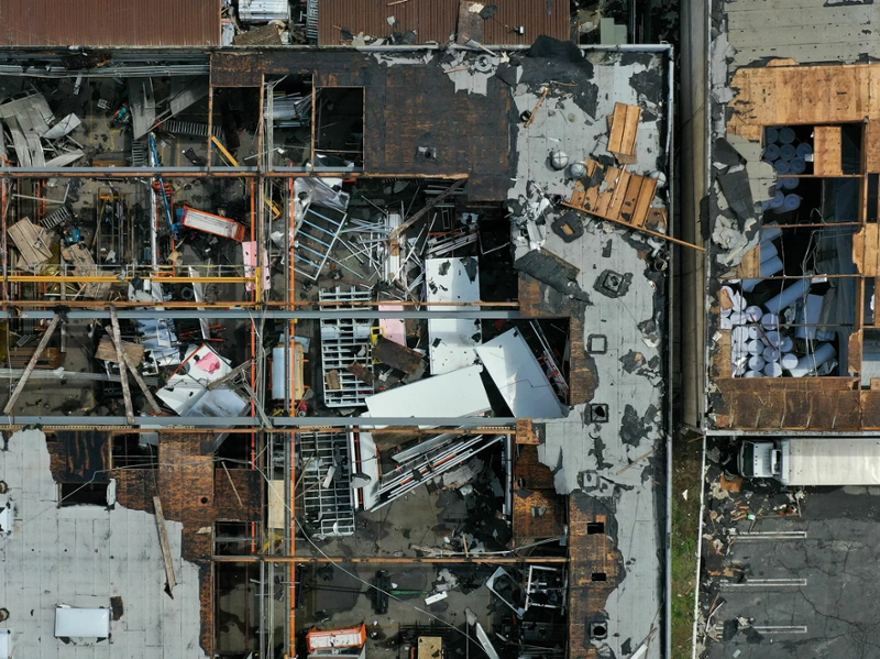 The aftermath of a tornado in Los Angeles 