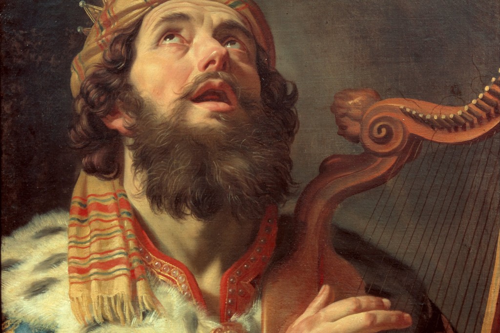 Dutch painter Gerard van Honthorst depiction of King David Playing the Harp.