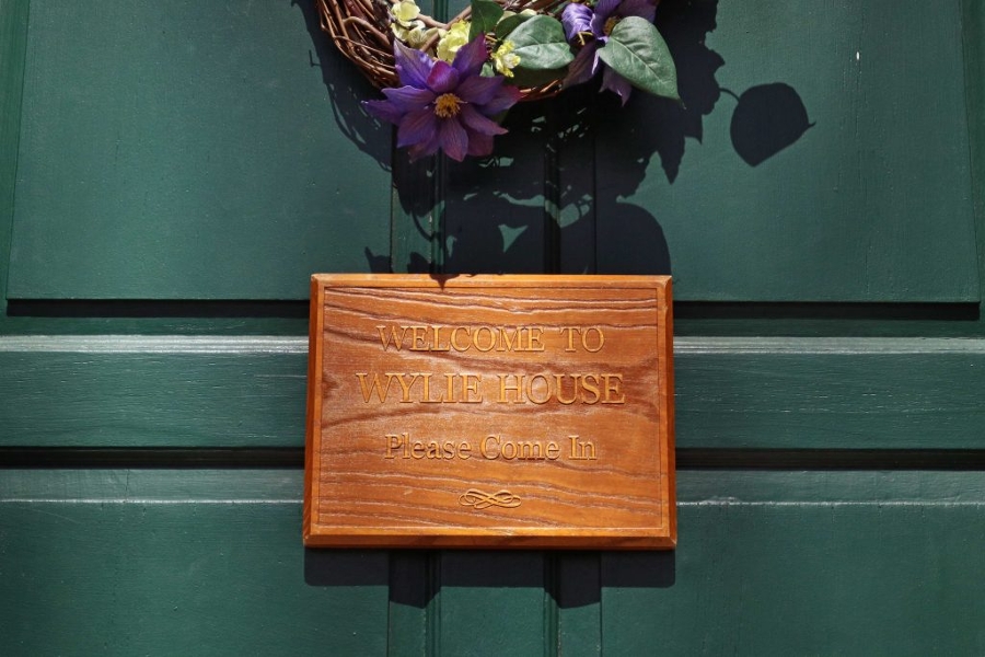 Wylie House green door wood plaque