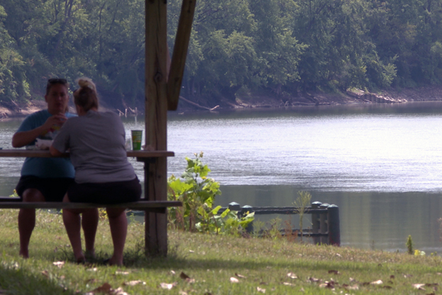 Fairbanks Park picnic shelter along the Wabash River