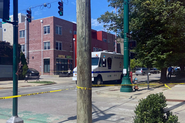 South Walnut street is closed as authorities search for an alleged armed person.