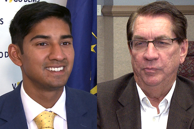 Terre Haute mayoral Democratic challenger Brandon Sakbun and Republican incumbent Duke Bennett