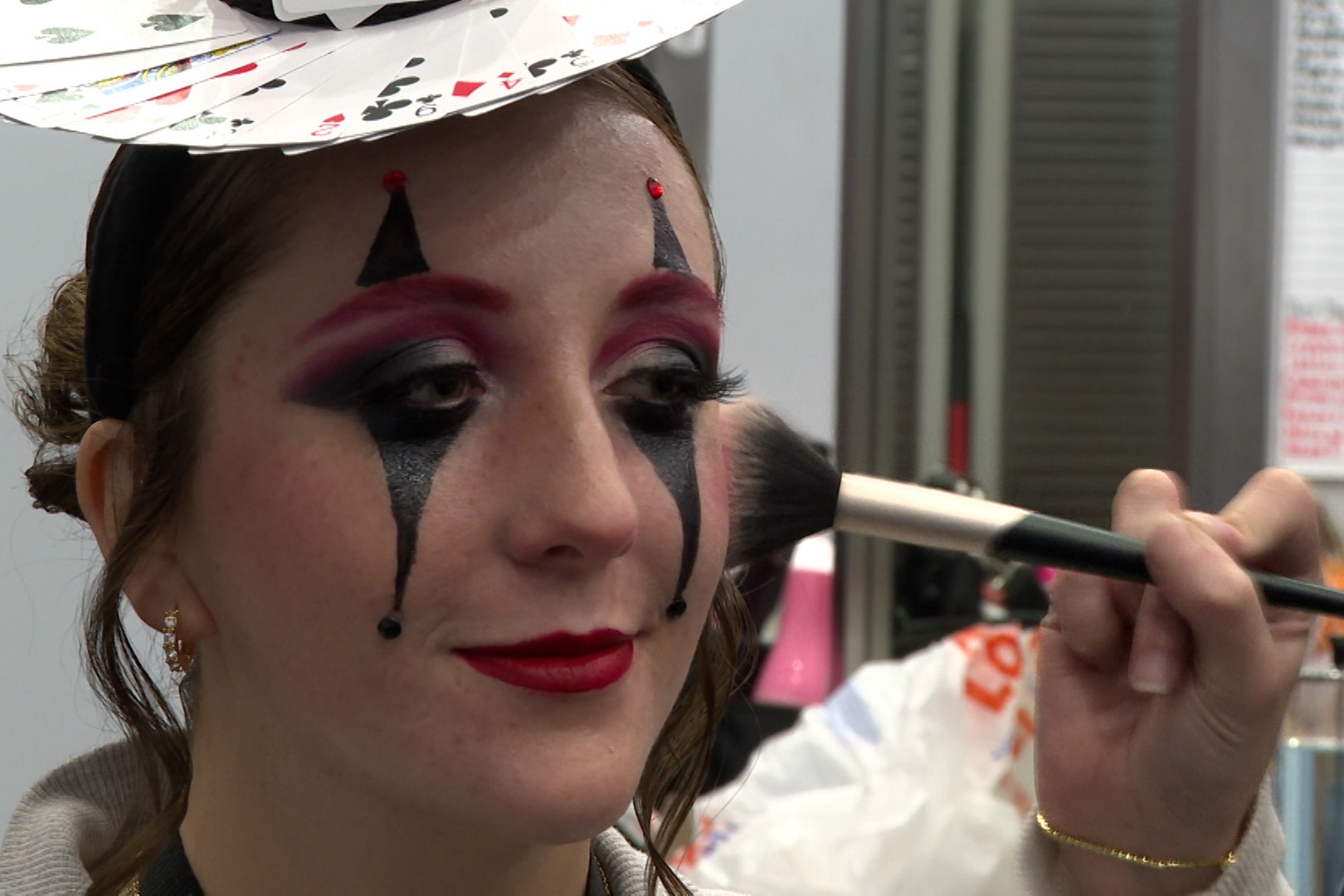 Cosmetologist student Katelyn Ramsey wears a circus ringmaster look. 