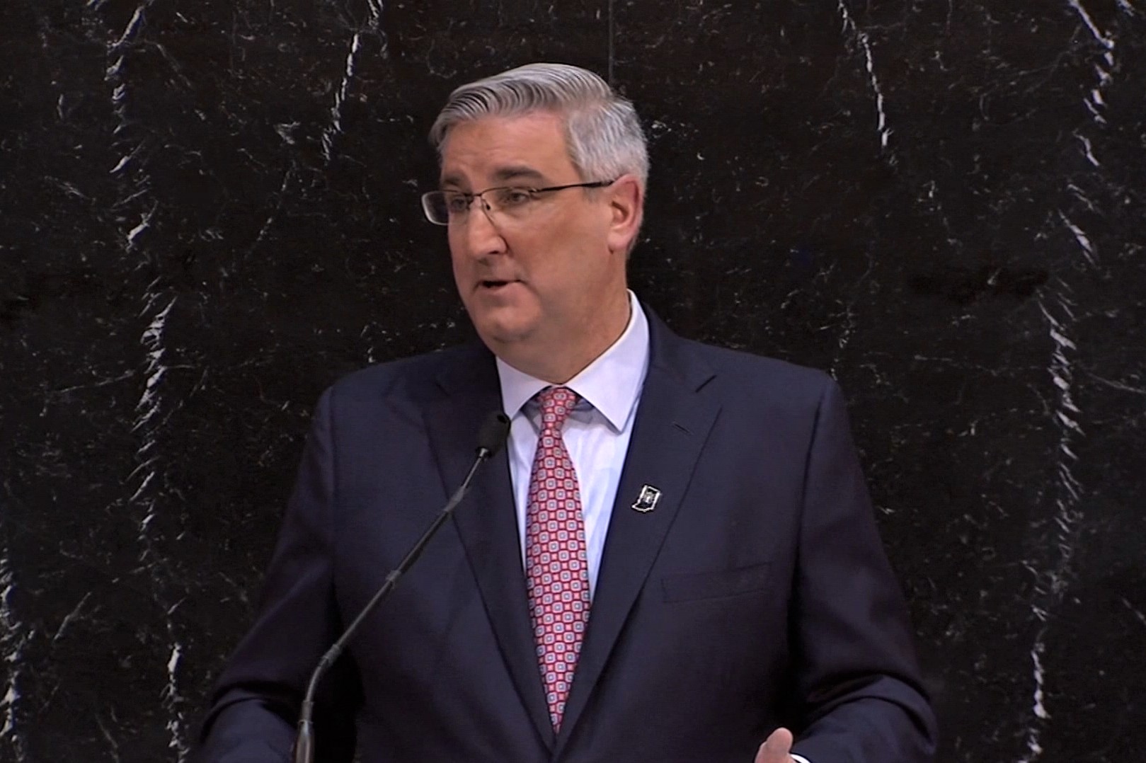 Gov. Eric Holcomb speaks during the 2019 State of the State Address.