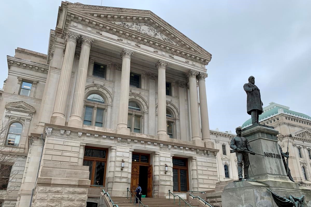 The Indiana Statehouse in Feb 2021.