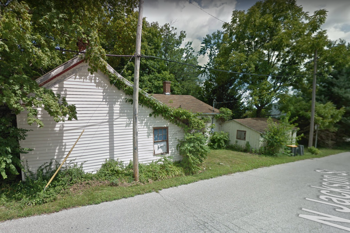 A Google Maps Streetview screenshot of 523 W 7th Street in Bloomington (July 2018) which was demolished in September 2019.