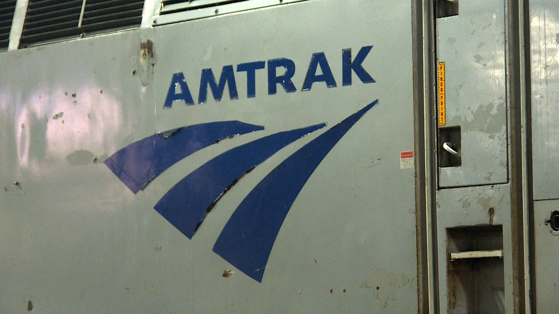 The side of an Amtrak train.