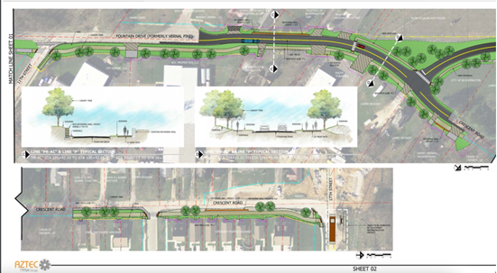 Illustration of improvements at Crescent Road and Fountain Drive