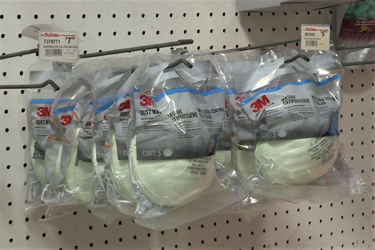 A pack of respirator dust masks at Bloomington Hardware.