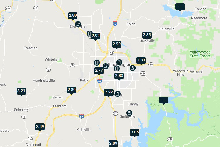 Bloomington gas prices map