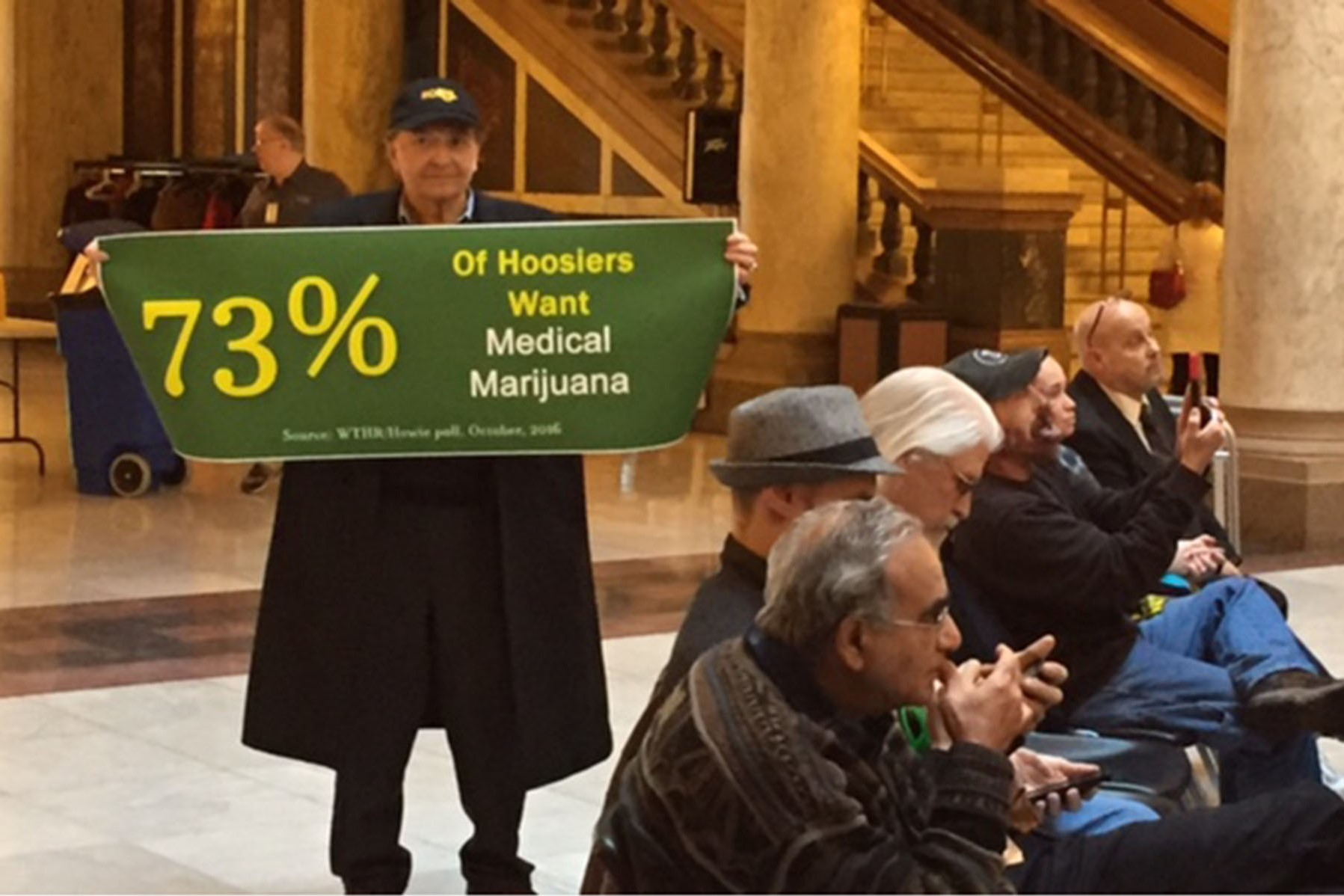 Image of cannabis supporter at state house