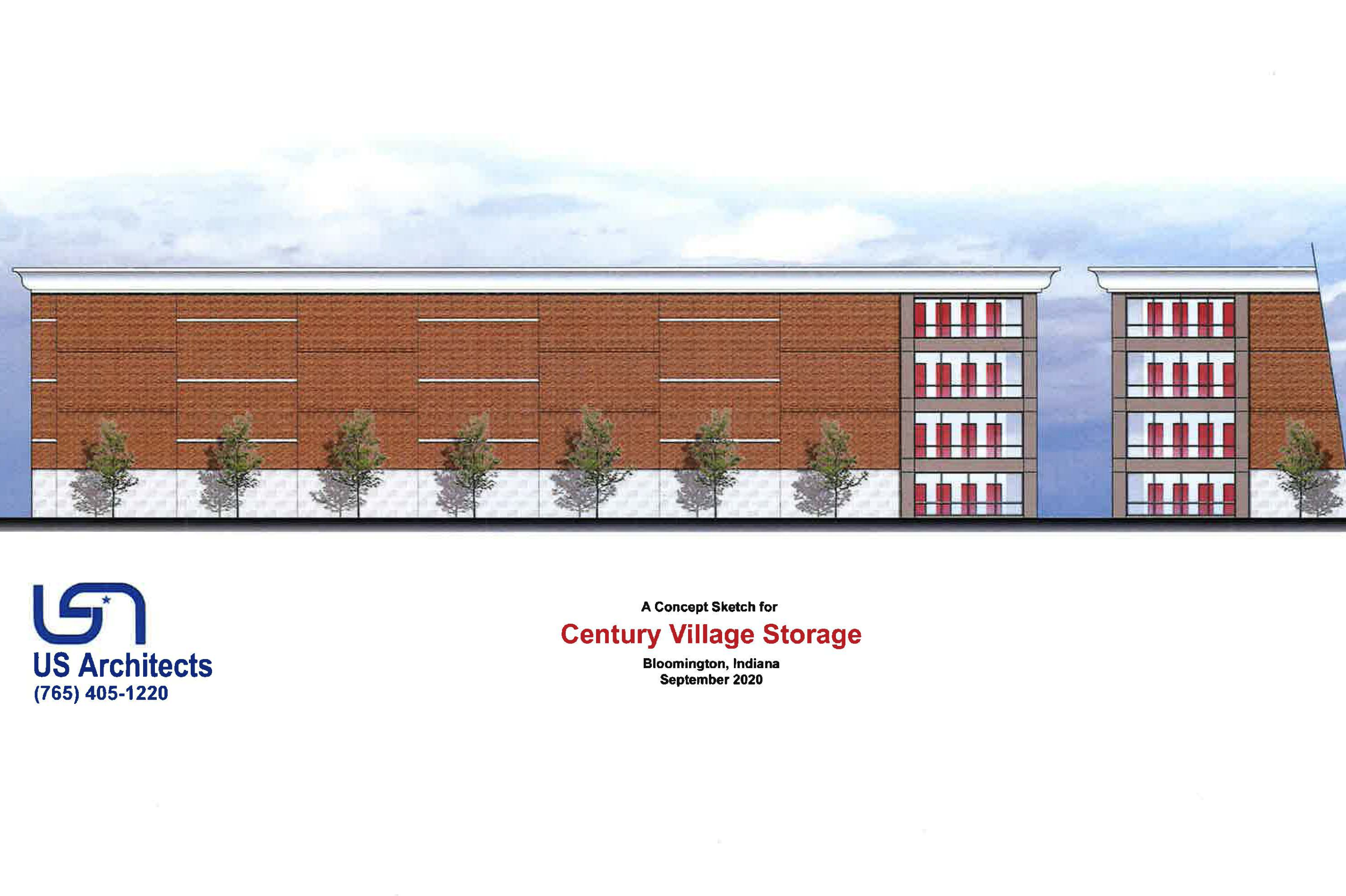 A sketch of a proposed Century Village Storage building at East Third Street and State Road 446.