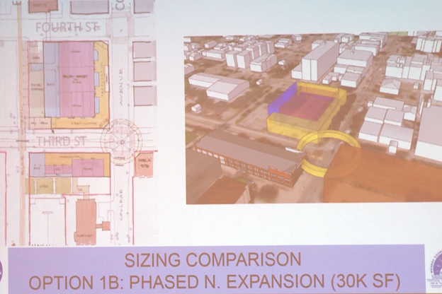 A preferred siteplan of the Monroe Convention Center expansion