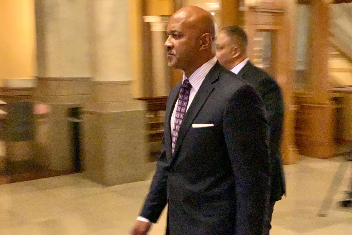Indiana Attorney General Curtis Hill walks into his disciplinary hearing, Oct. 21, 2019.