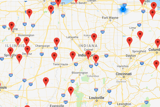 Family Video Indiana locations map