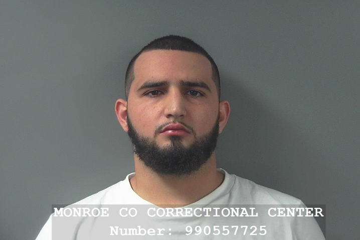 A mug shot of Gabriel Alsman, who was arrested on charges of resisting law enforcement, recklessness with a firearm, marijuana possession and theft.