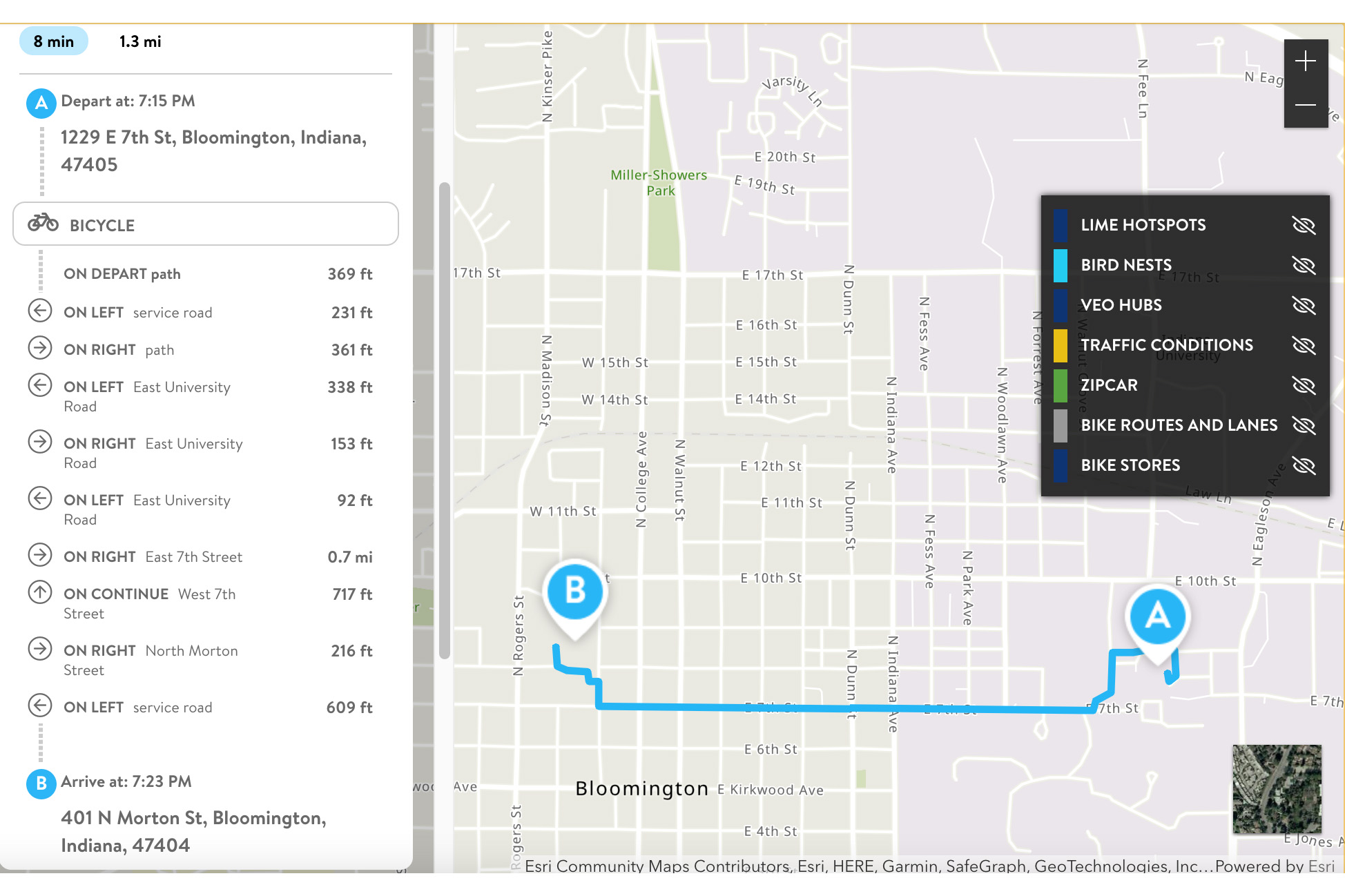 Go Bloomington map