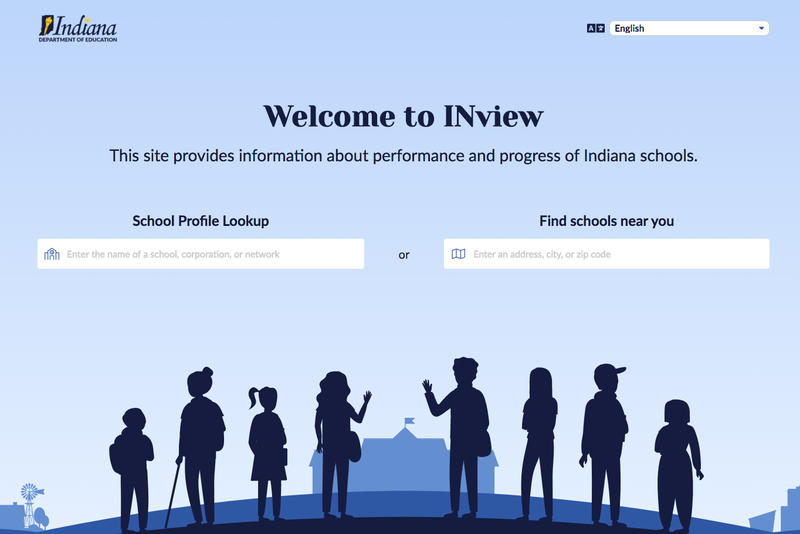 The front page of the new school data portal from the state at inview.doe.in.gov.