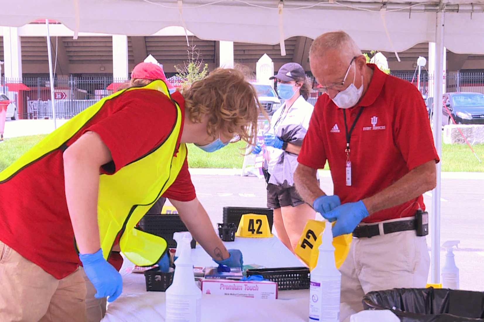 IU staff prepare to test students returning to campus on move-in day 2020.