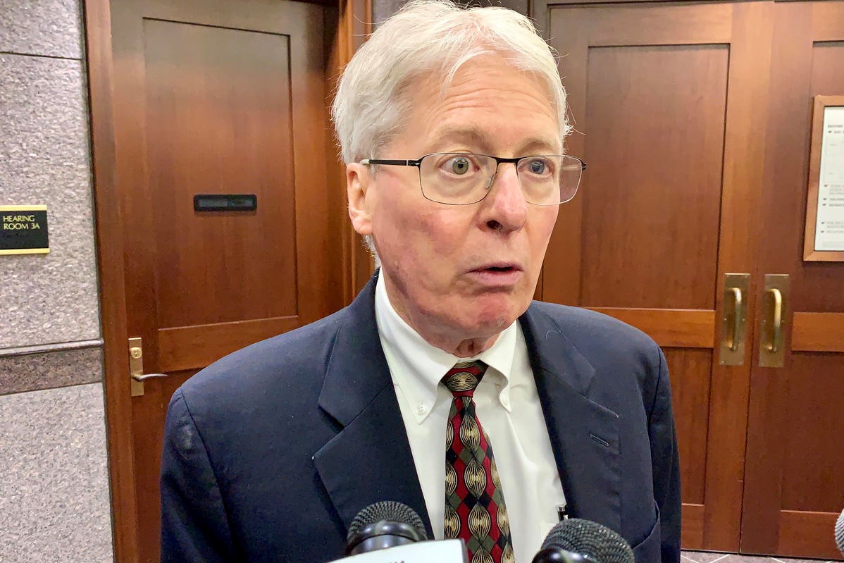Attorney Jim Bopp speaks to reporters after he asked a Hamilton County judge to strike down the so-called "fix" to Indiana's controversial Religious Freedom Restoration Act.