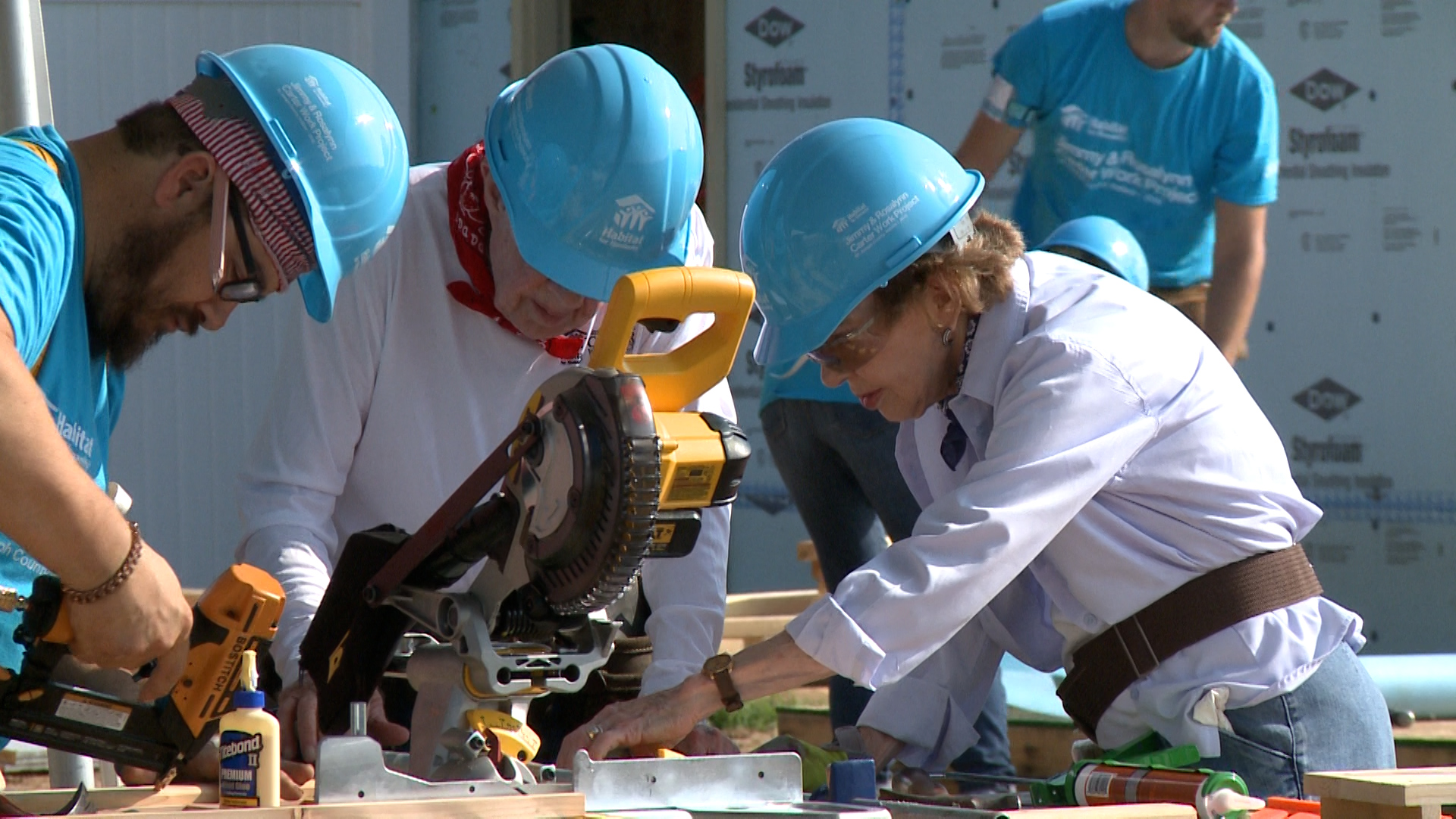 Jimmy and Rosalynn Carter at the Habitat for Humanity build in Mishawaka in 2018. 