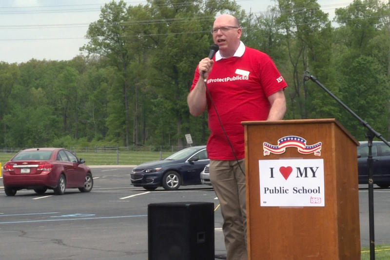 ISTA President-Elect Keith Gambill speaks at a public education rally in 2018. 